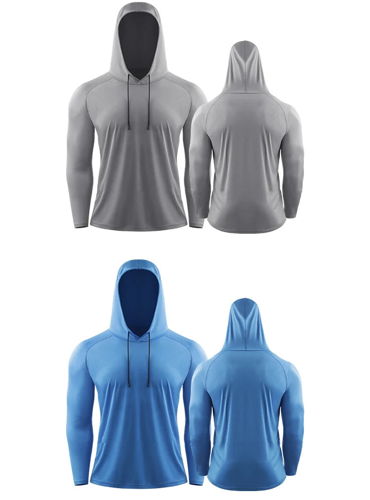 Men's Hoodies Compressed Running Shirts Quick Dry Gym Clothing T-shirt Workout Sportswer Bodybuilding Rashguards Male Solid Tops