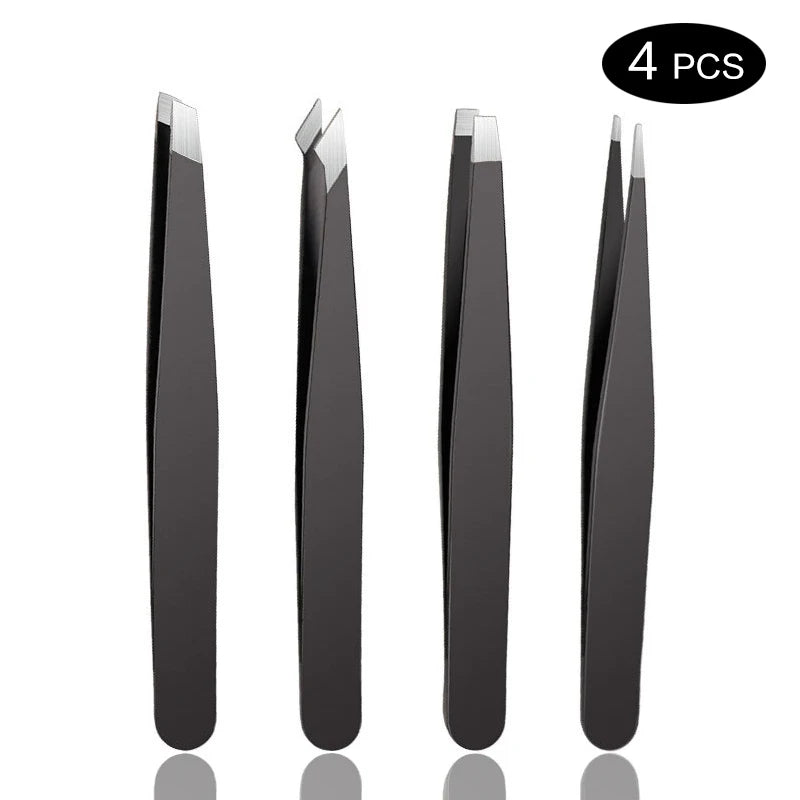 Stainless Steel Eyebrow Tweezer Hair Pluckers Clip Eyebrow Trimmer Eyelash Extension Clip Makeup Beauty  Repair  For Eyebrow Too