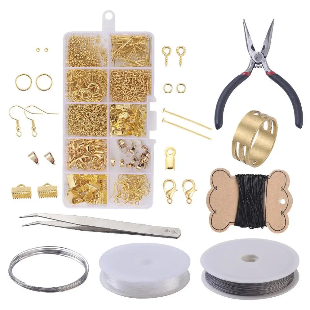 10 grid findings and beads supplies adult repair tool diy necklace materials handmade jewelry making kit with accessories