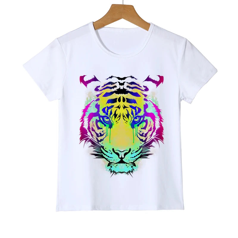 Kid Baby Brand Clothing Girl Tops Color Printing Tiger T shirt animal Boys/Girls T-shirt child top quality Cool Tees