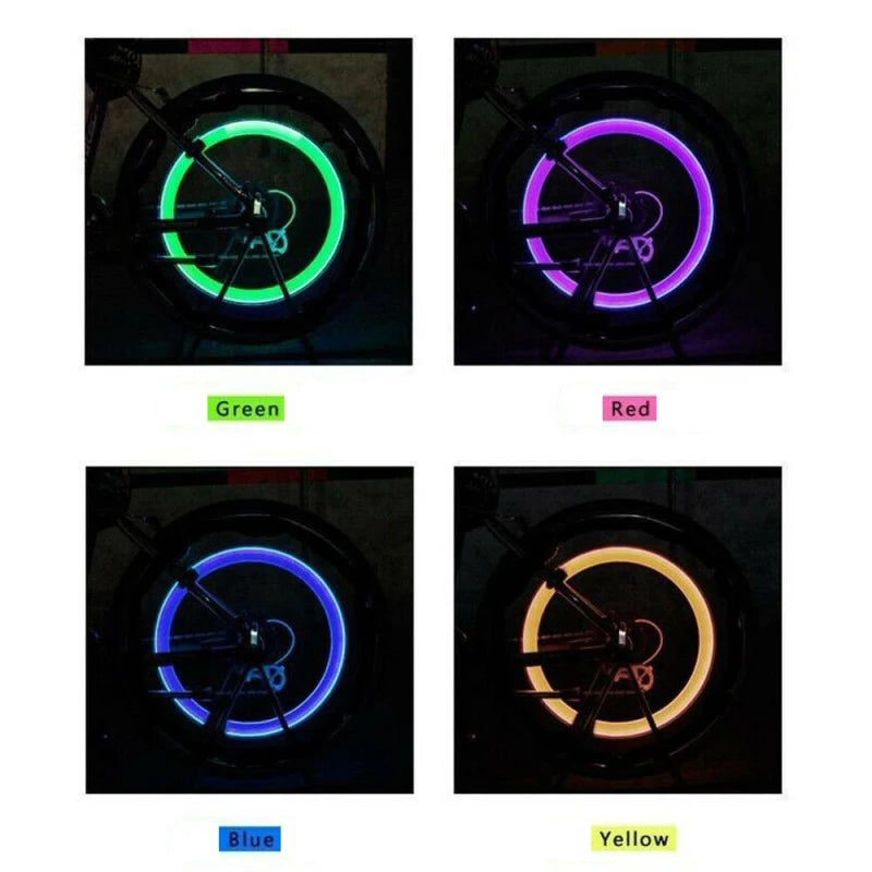 2PCS Bicycle Tire Valve Cap LED Light Mountain Bike Flash Light Cycling Tyre Wheel Tire Lamp Motorcycle Neon Wheel Lamp accessor