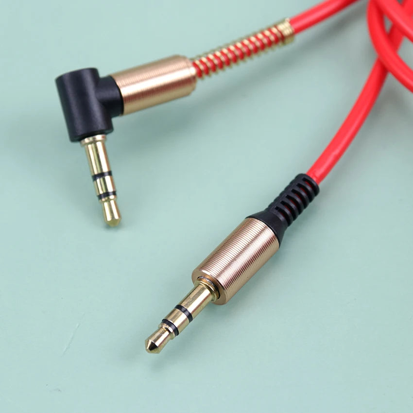 3.5mm AUX Audio Cable 90 Degree Elbow Spring 3.5mm Jack Speaker Cord JBL Headphone Electronic Equipment Car Aux Cord 1PC