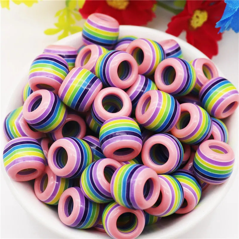 20 Pcs Set New Rainbow Color Spacer Beads Fit Pandora Bracelet Bangle for Jewelry Making Kit Women Men Girls Adults Charm Gift