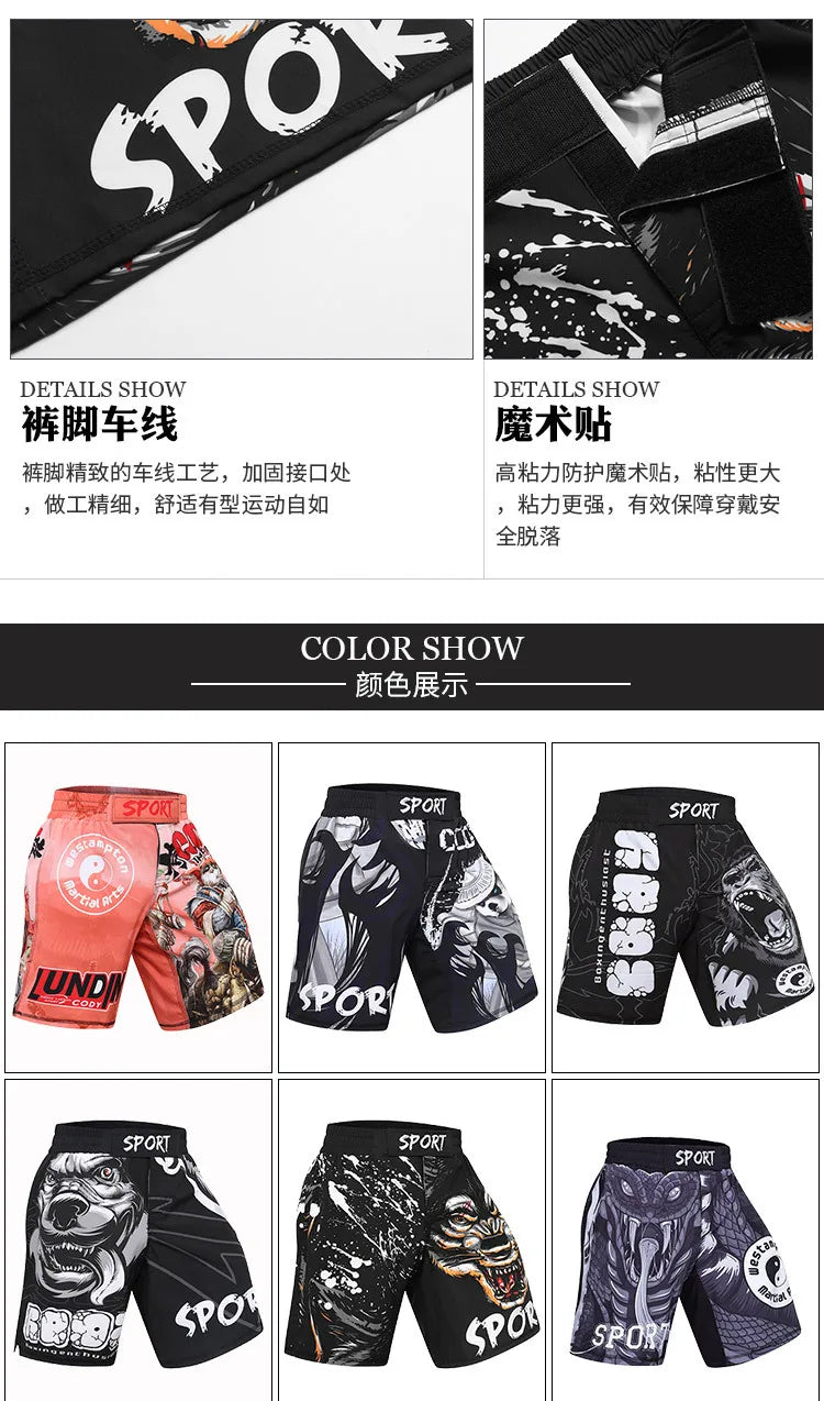 MMA Shorts Kick Boxing Fighting Muay Thai Short Pants Gym Workout Sanda Sports Basketball Trunks Men's Training Running Shorts