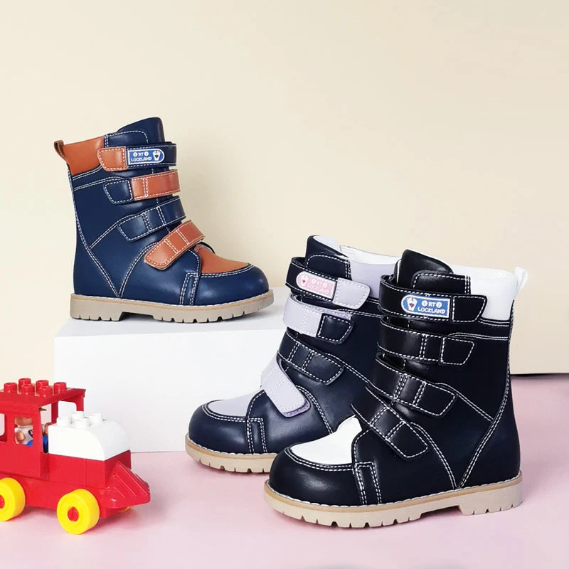 Ortoluckland Children Shoes Kids Orthopedic Boots Spring Autumn Toddler Girls Leather Sneakers Boys Fancy Tipsietoe Platform