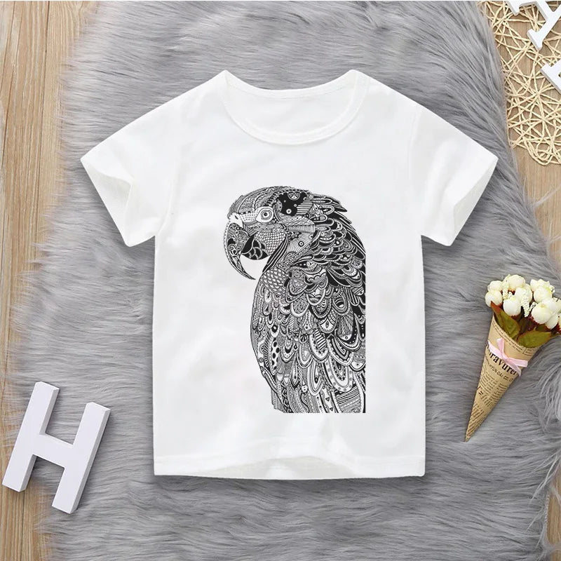 Brand Kids Eagle Print Baby Boys Girls T-Shirt  Short Sleeve Tees Children's Tops Clothing Cartoon Pattern Tshirt T-shirt Kids