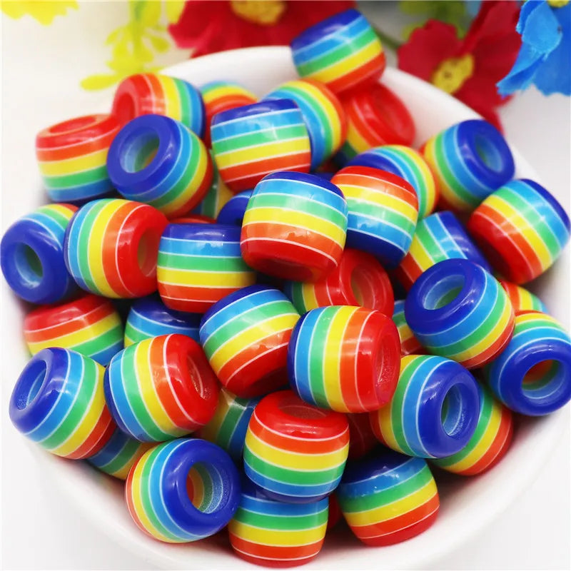 20 Pcs Set New Rainbow Color Spacer Beads Fit Pandora Bracelet Bangle for Jewelry Making Kit Women Men Girls Adults Charm Gift