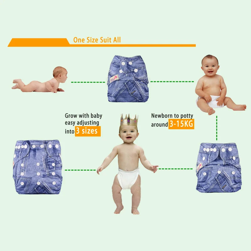 [Littles&Bloomz] Baby Washable Reusable Real Cloth Pocket Nappy Diaper Cover Wrap Suits Birth to Potty One Size Nappy Inserts