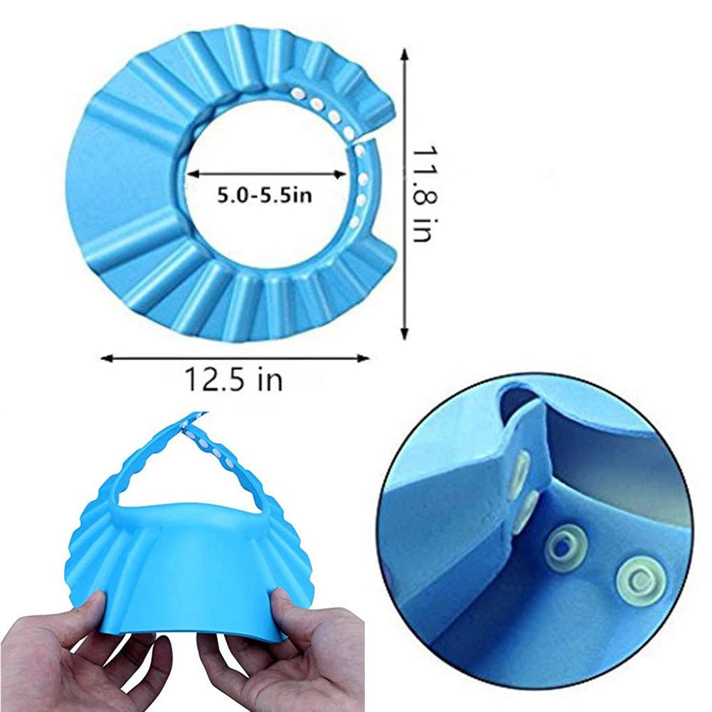 Newborn Adjustable Bath Cap EVA Visor Safe Shampoo Shower Bathing Waterproof Protection Wash Hair Shield Hat  Bath Head Cover