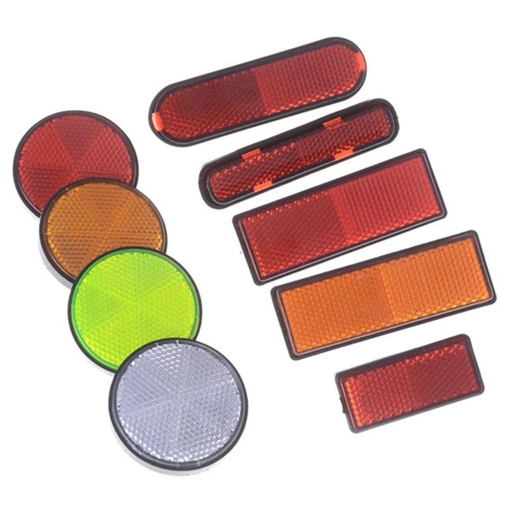 2Pcs Rectangle Round Car Motorcycle Bike Caravan Lorry Screw On Safety Reflector Accessories Bicycle Reflective stickers