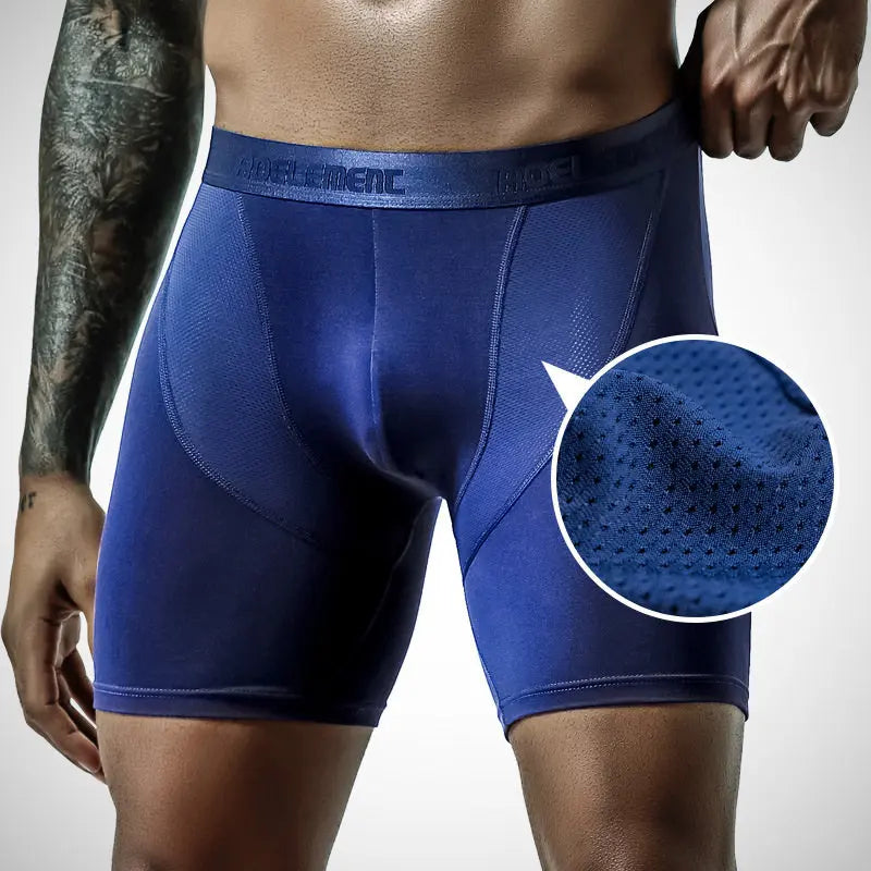 4pcs/pack Men's Long Shorts Mesh Boxers Homme Sexy Underwear Man Underpants Male Ice Silk Moda Hombre Gifts for Men