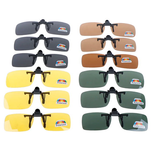 1pc High Quality Unisex Clip-on Polarized Day Night Vision Flip-up Lens Driving Glasses UV400 Riding Sunglasses For Outside