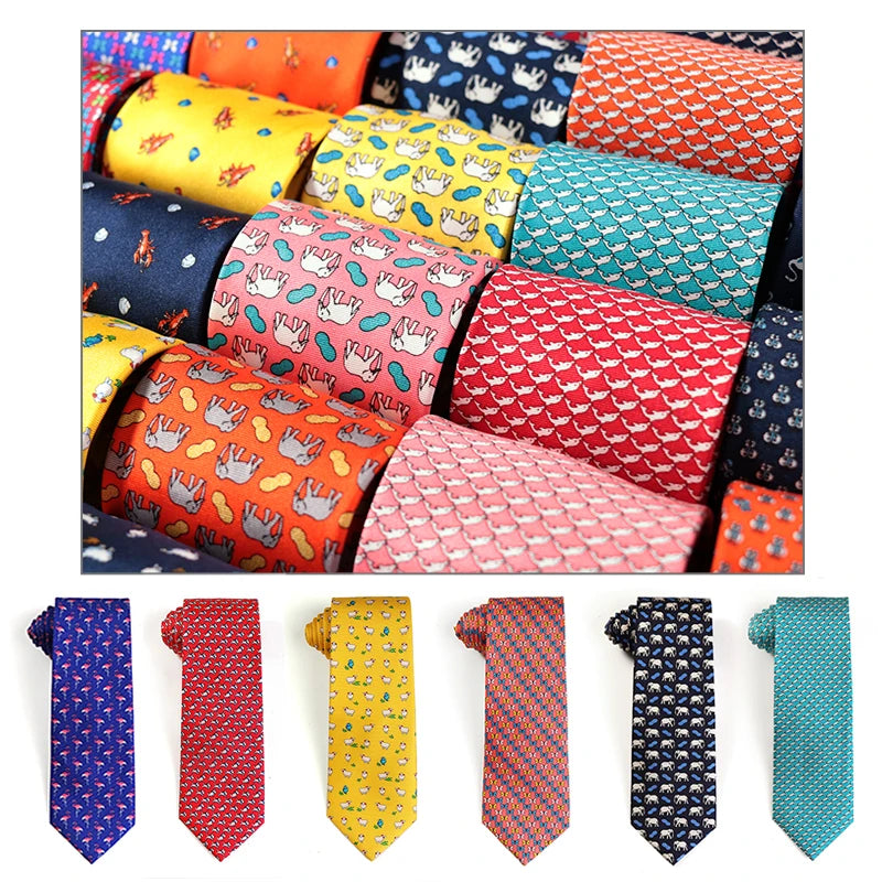 Tailor Smith New Fashion Printed Animal 100% Silk Ties Flamingo Dog Sheep Printing Men Suit Leisure Pattern Silk Cravat Tie