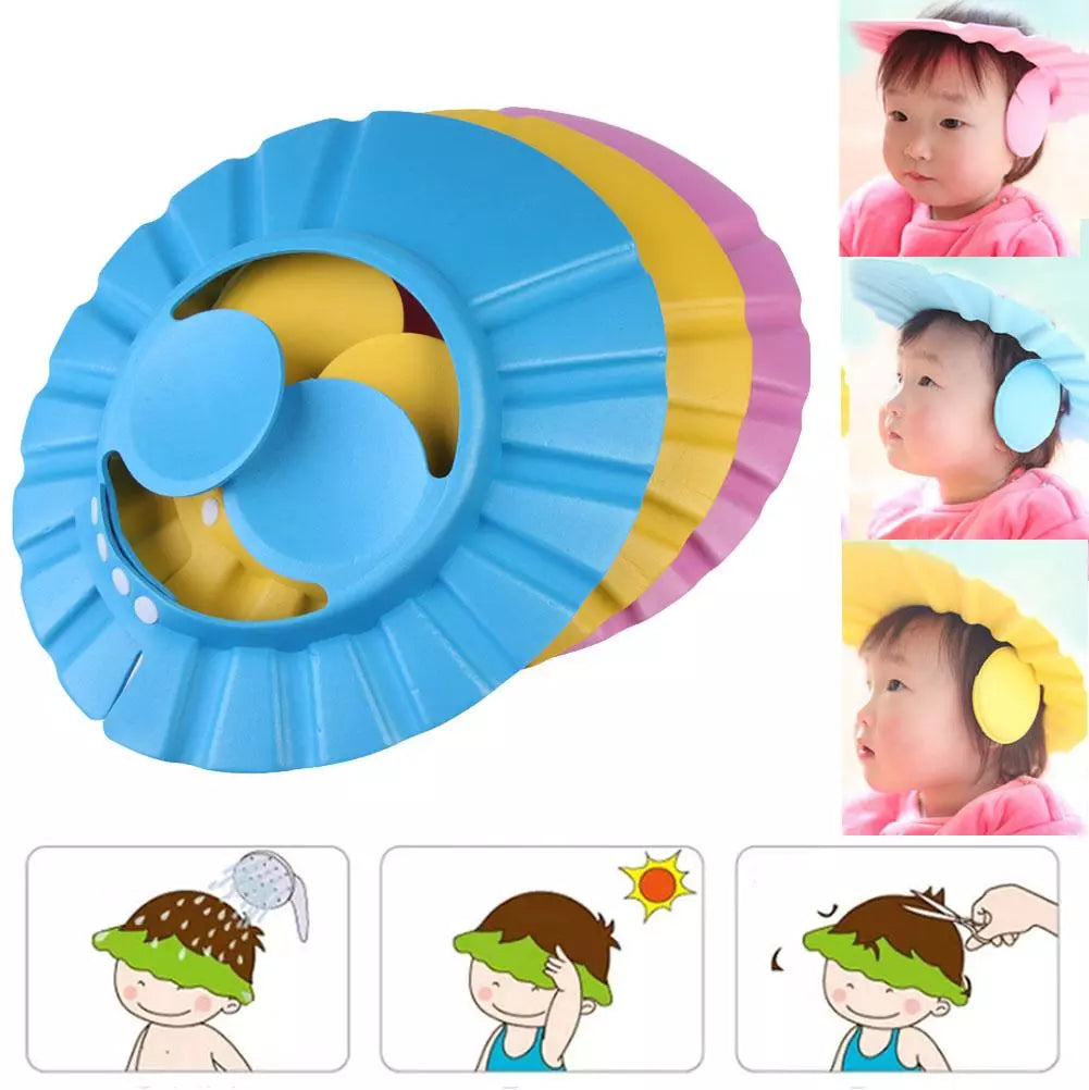 New Baby Bath Shower Cap Adjustable Shampoo Cap Wash Hair Ear Shield Children Care Waterproof Eye Protector Bathing Supplies