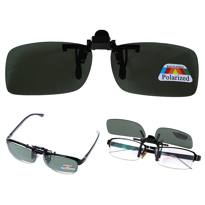 1pc High Quality Unisex Clip-on Polarized Day Night Vision Flip-up Lens Driving Glasses UV400 Riding Sunglasses For Outside