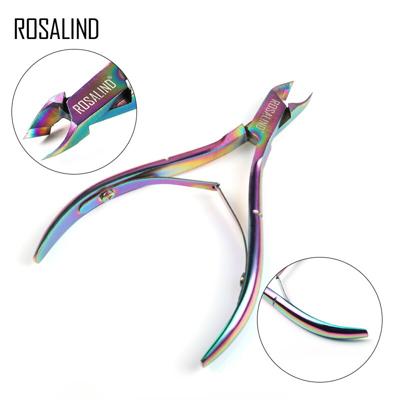 Rosalind Professional Stainless Steel Manicure Tool Kit Colored Dead Skin Scissor Nail File Acrylic Gel Nail Polish Remover Tool