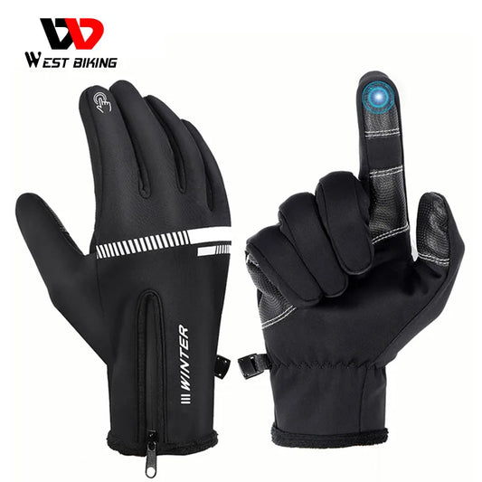 WEST BIKING Cycling Gloves Winter Fleece Thermal MTB Bike Gloves Touch Screen Outdoor Camping Hiking Motorcycle Bicycle Gloves