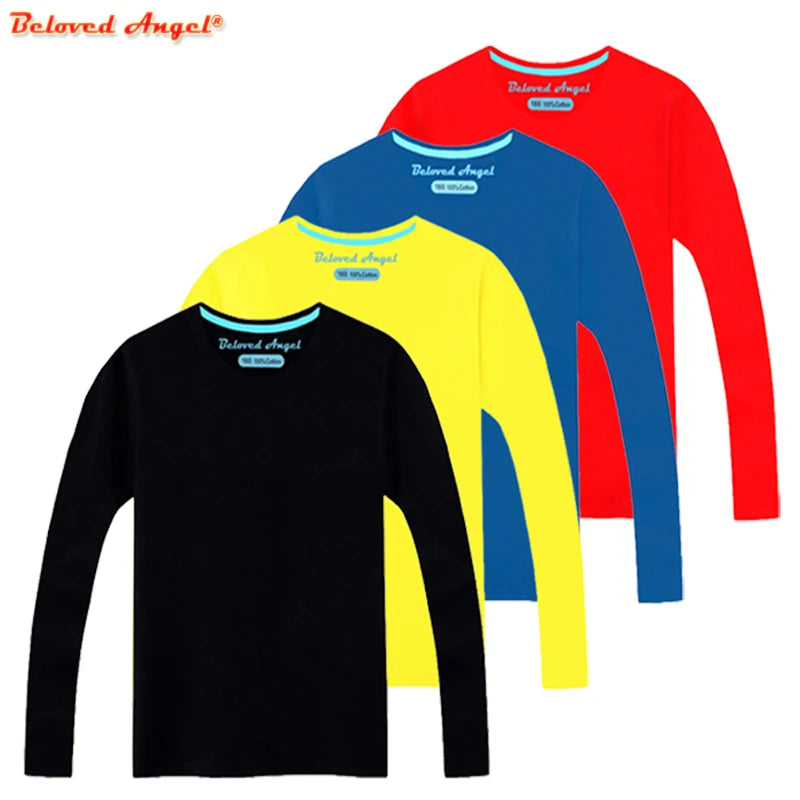 Boys Girls Long Sleeve Tops 2020 Brand Autumn Clothing Baby Boy Sweatshirts Solid Color  Children T shirts for Kids Boys Clothes