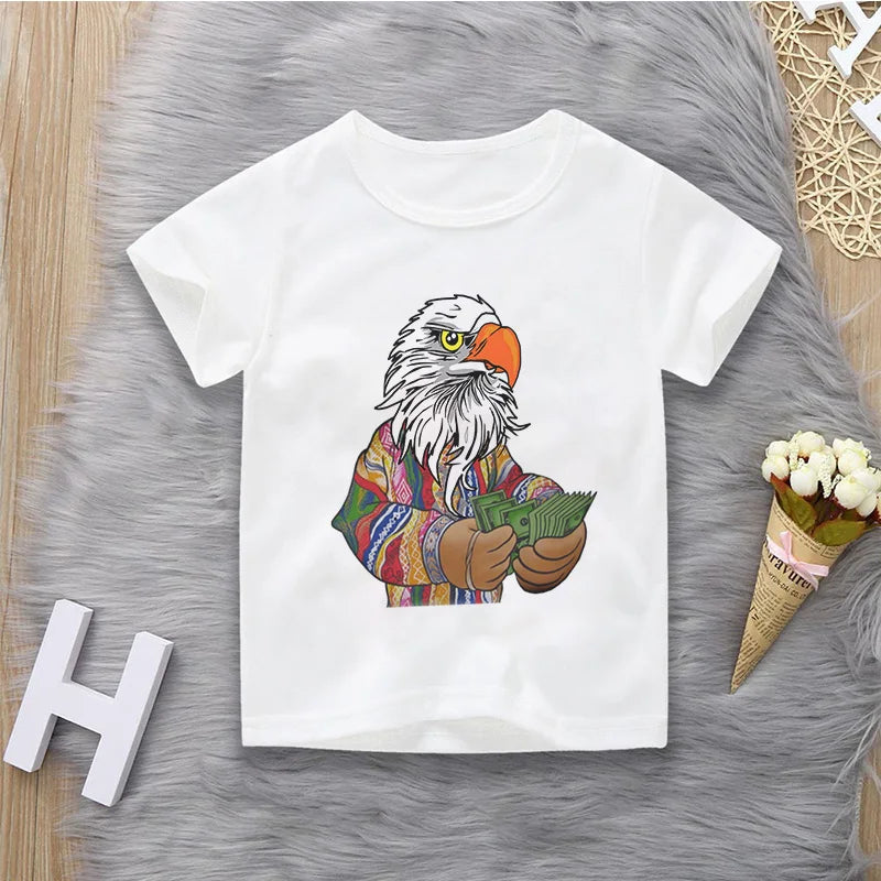 Brand Kids Eagle Print Baby Boys Girls T-Shirt  Short Sleeve Tees Children's Tops Clothing Cartoon Pattern Tshirt T-shirt Kids