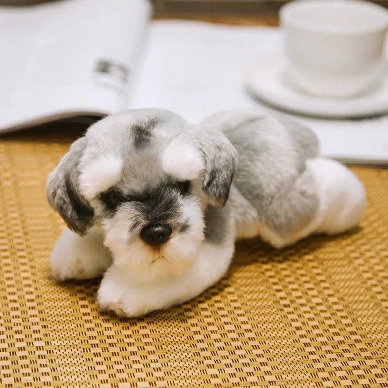 Simulation Dog Plush Toy Stuffed Animal Super High Quality Realistic Schnauzer Dog Toy For Luxury Home Decor Pet Lover Gift