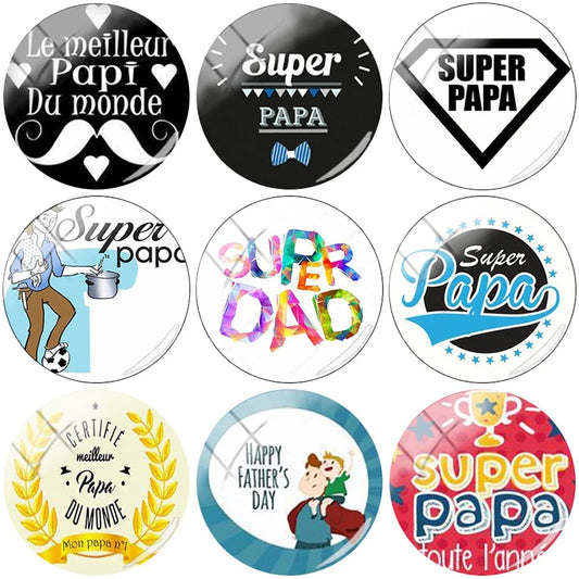 TAFREE Fashionable Super Papa 12/15//16/18//20//25 mm  Round Glass Cabochon French Super Maman Dome For DIY Cameo Jewelry NT98