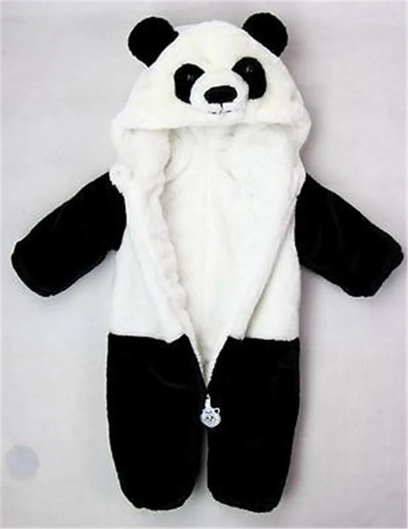 0-36months Newborn Baby Keep Warm Winter Jumpsuit Overall Panda Animal Hooded Romper Infant Boy And Girl Hallowe Cosplay Pajamas