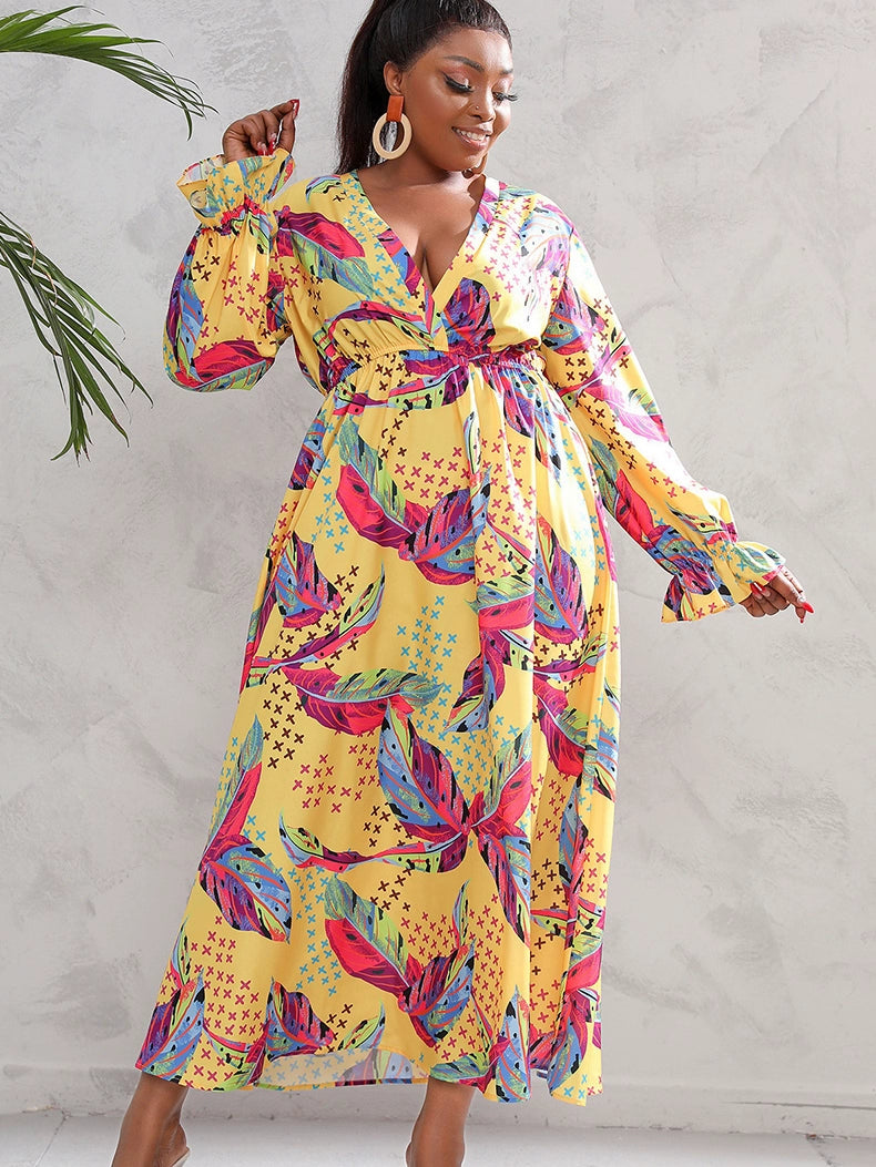 2023 Autumn Dress Long Sleeves Floral Printed Women Dresses