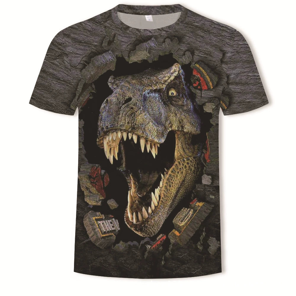 Trendy Small Dinosaur Short Sleeve Hong Kong Style Korean Style Student T-shirt