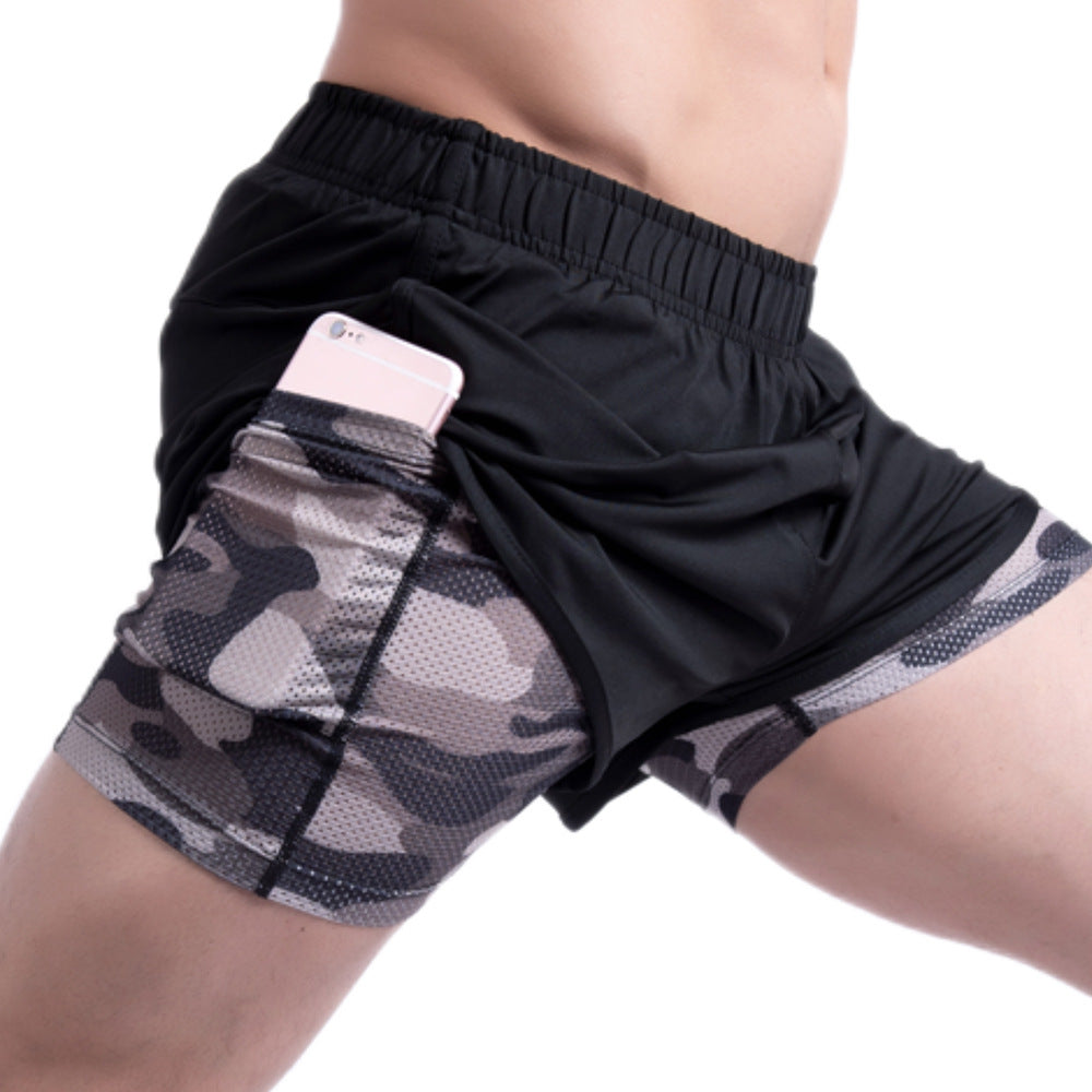 2in1 Marathon Running Men's Shorts Camouflage Tights Inside Pocket Summer Training Quick Dry Sportswear Gym Muscle Workout