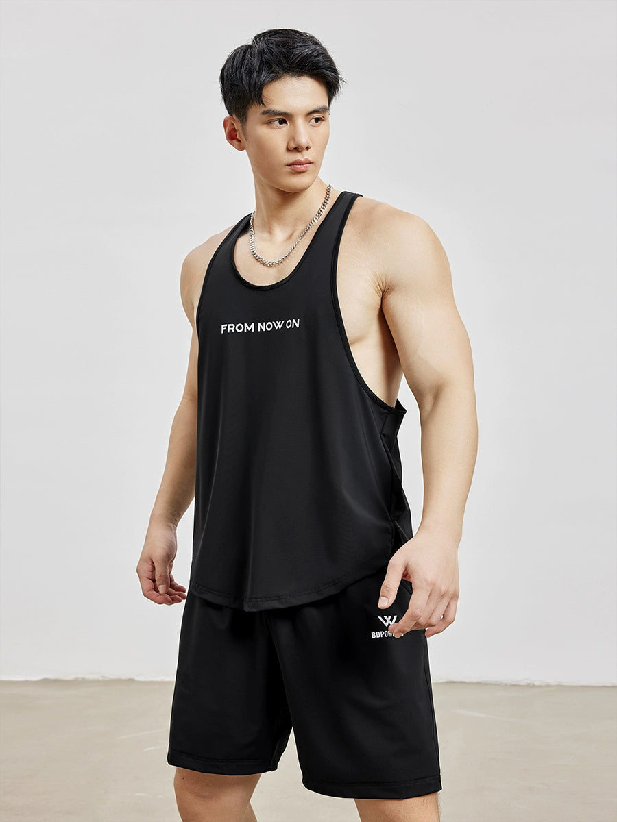 BD Bodybuilding Station Summer Cool Feeling Sports Vest Simple Print Thin I-Shaped Vest Fitness Clothes Men's Ice Feeling