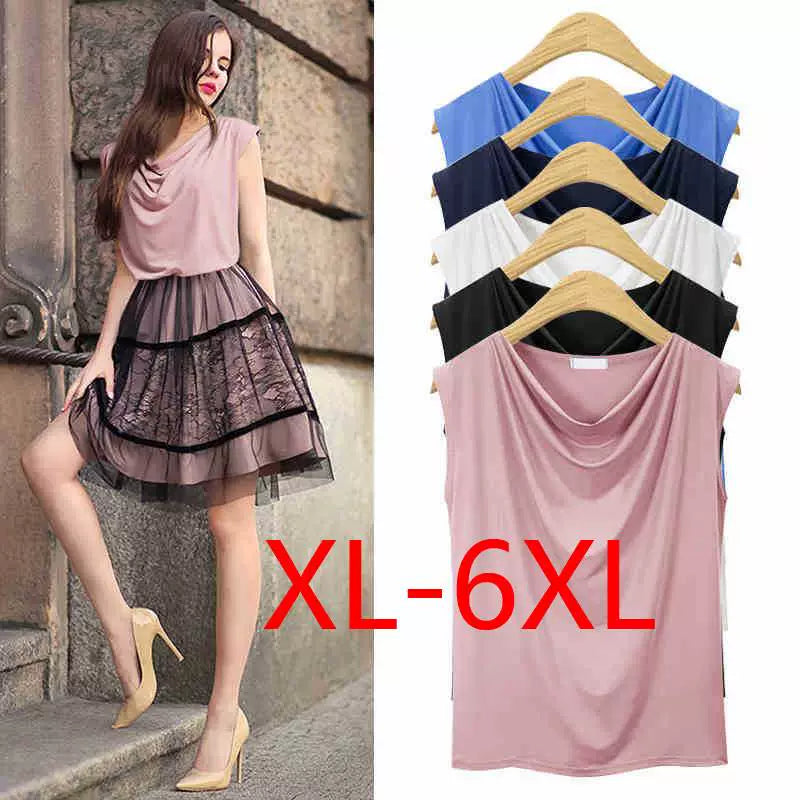 2022 Fat Women plus Big Size Summer Loose Vest T-shirt Top