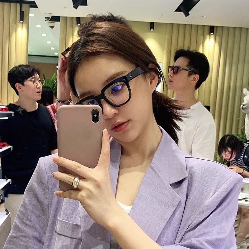 Yang Kaiwen Similar Glasses Plain Black Frame Face-Looking Small Female round Face Large Face Trendy Large Square Frame Plain Glasses Men's Decoration