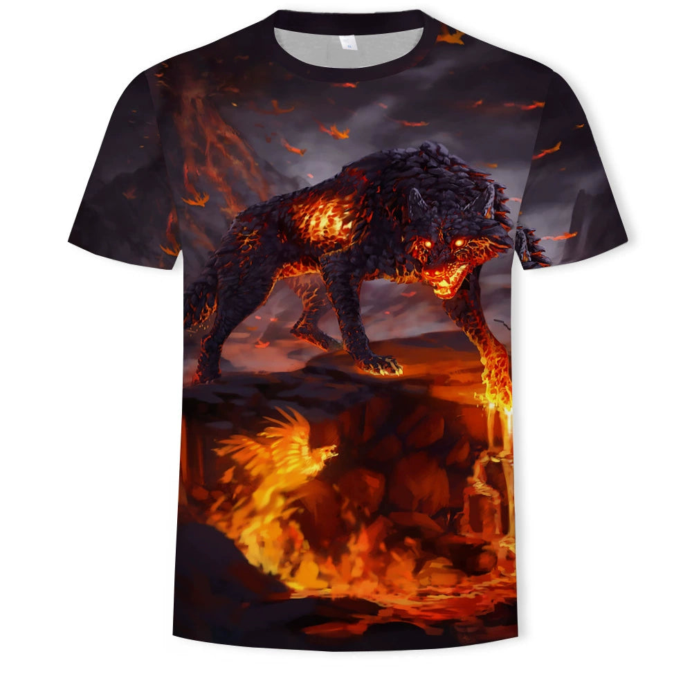 Trendy Small Dinosaur Short Sleeve Hong Kong Style Korean Style Student T-shirt