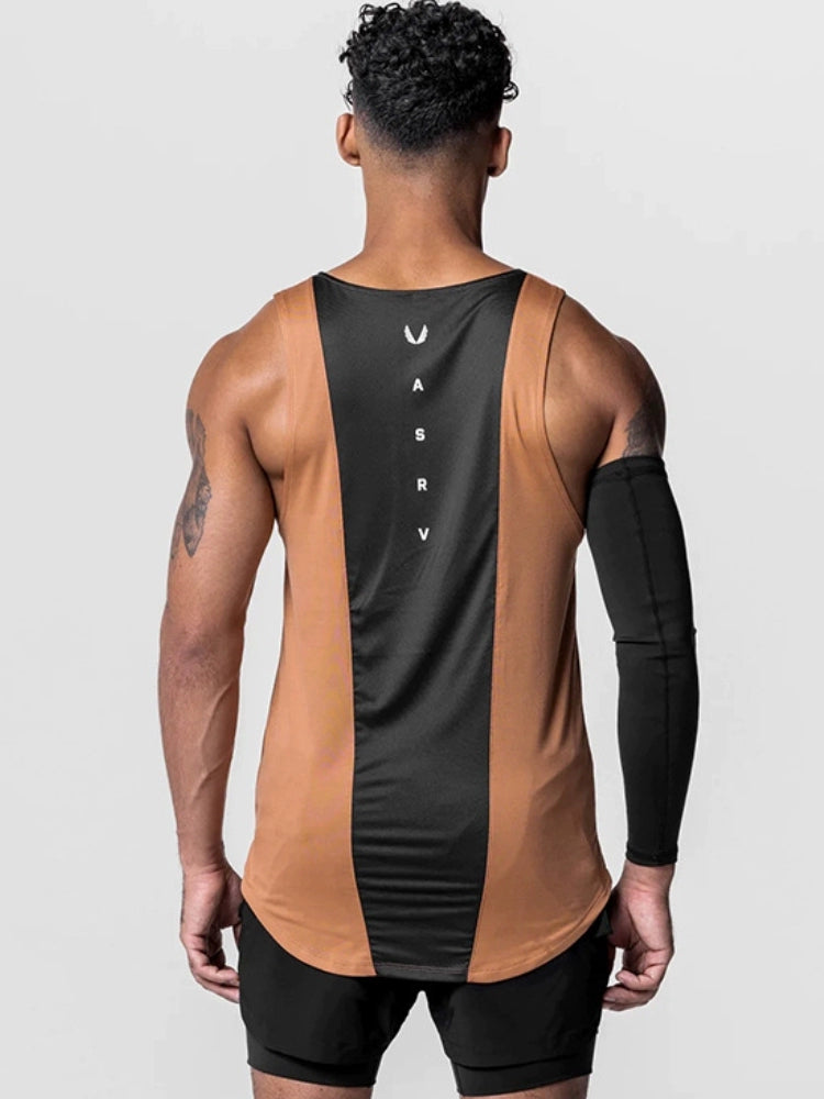 Summer New American Sports Vest Men's Youth Fashion Color Matching Print Quick-Drying Vest Running Training Workout Clothes