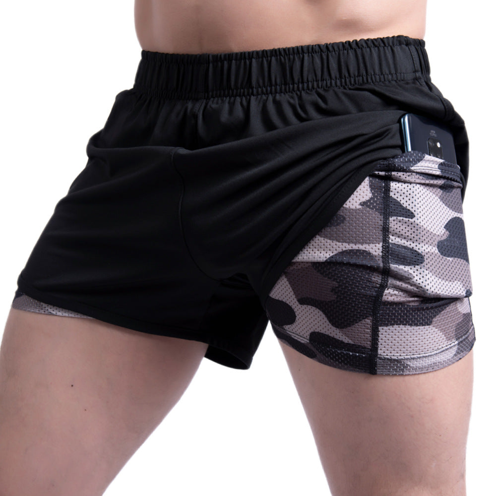 2in1 Marathon Running Men's Shorts Camouflage Tights Inside Pocket Summer Training Quick Dry Sportswear Gym Muscle Workout