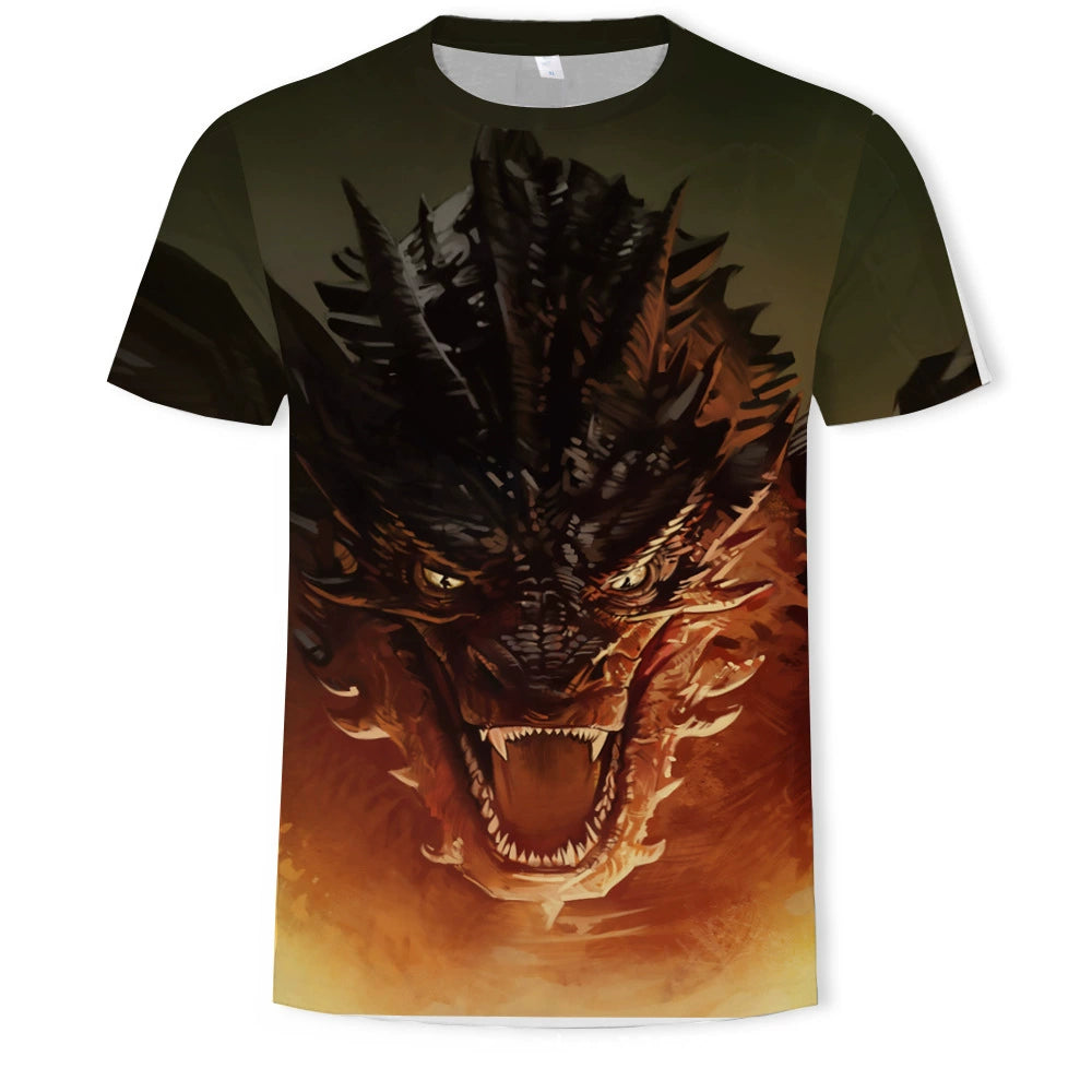 Trendy Small Dinosaur Short Sleeve Hong Kong Style Korean Style Student T-shirt