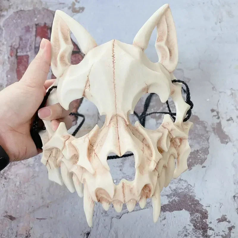 Skull Costume Mask Half-face Mask Dragon Tiger Man Wolf Horror Cosplay Party Props Animals Skull Dress-Up Tool for Unixse