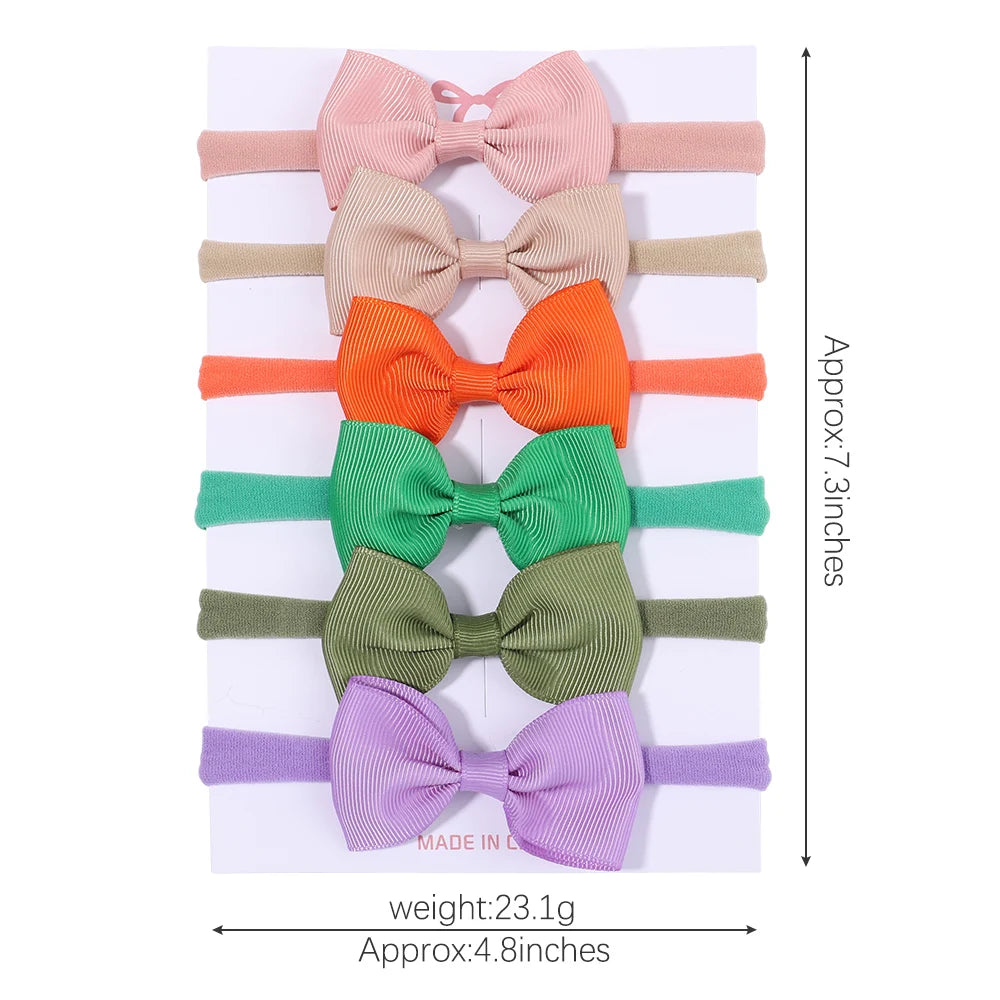 4/5/6Pcs/Set Solid Newborn Kids Headwear Elastic Hair Bands for Girls Cute Ribbon Bowknot Headband Infant Baby Hair Accessories