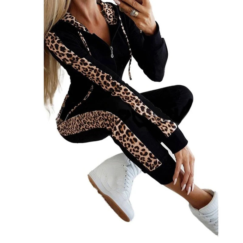 2Pcs Set Women Sport Tracksuit Zipper Hoodies Sweatshirt Pants Set Jogger Sport Wear Ladies Casual Sweat Autumn Streetwear