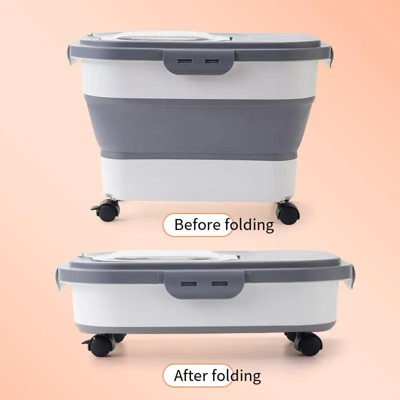 13/33LB Collapsible Cat Dog Food Storage Container Dry Cat Food Box With Lids Airtight Sealing Kitchen Grain Rice Storage Boxes