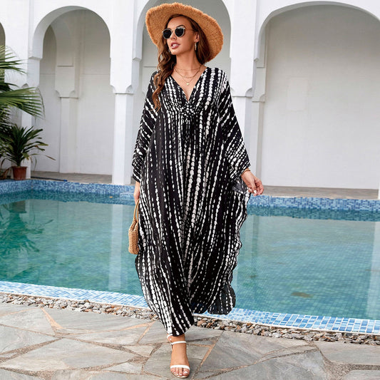 2023 Sexy Boho Clothing Cover-ups Maxi House Dress Lounge Wear Kaftan Beach Cover Up Outfits Women Ups Swimsuit Women's Fashion