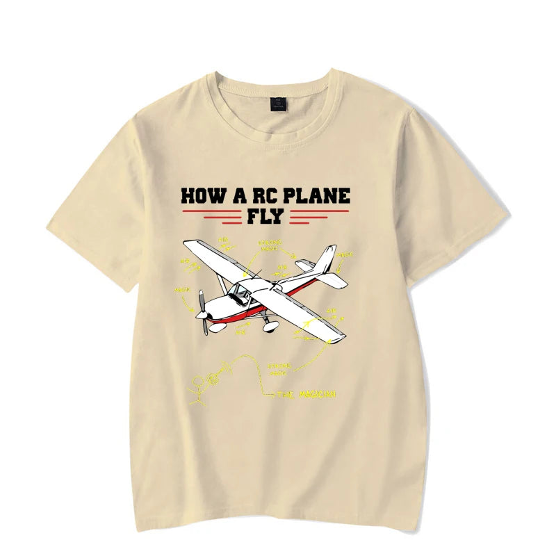 RC Airplane Pilot Vintage T-shirt for Men Clothes Male T-shirts Summer Plus Size Tees Oversized T Shirt Male T-shirts Clothes