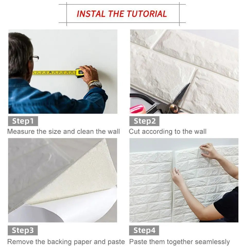 1/2/5/10m 3D Faux Brick Wall Stickers Diy Decorative Self-Adhesive Waterproof Wallpaper Children'S Bedroom Kitchen Home Decor