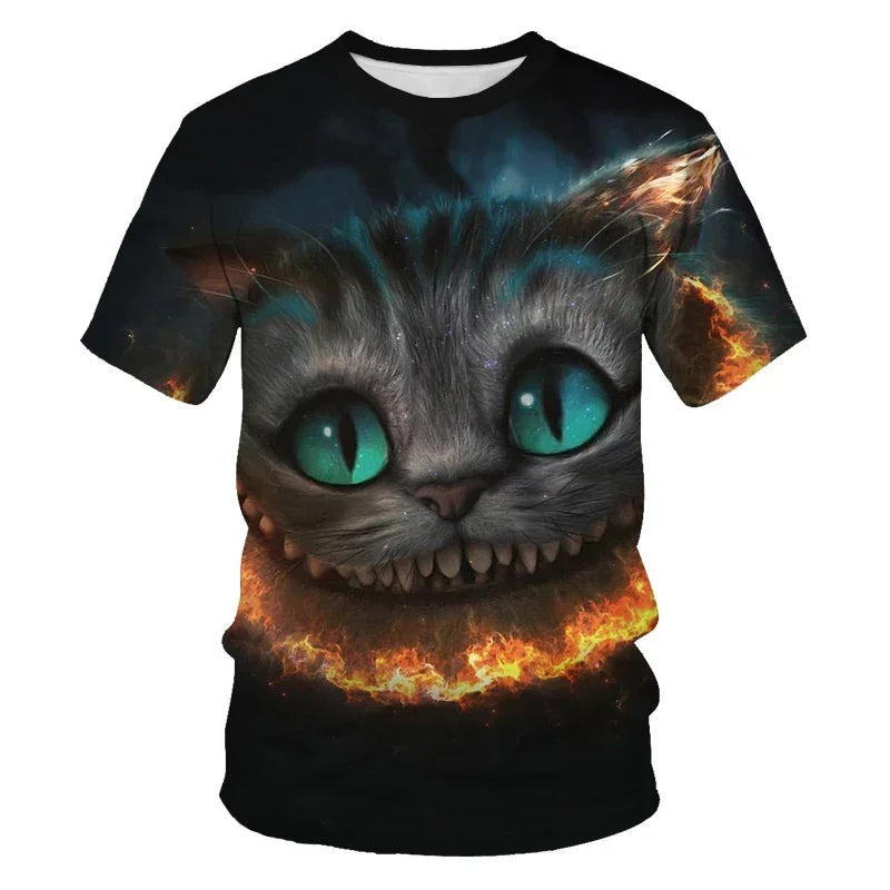 Brand New Children's Clothing Summer Boys Short Sleeve Baby Clothes Kids Cat Animals 3d Short Sleeve T-shirt Tops Dropshipping