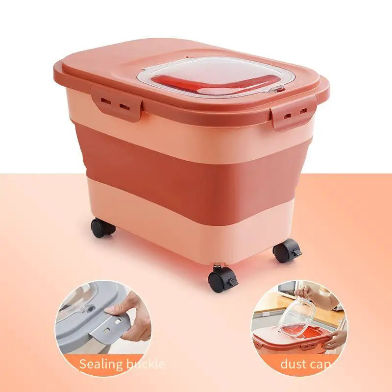 13/33LB Collapsible Cat Dog Food Storage Container Dry Cat Food Box With Lids Airtight Sealing Kitchen Grain Rice Storage Boxes