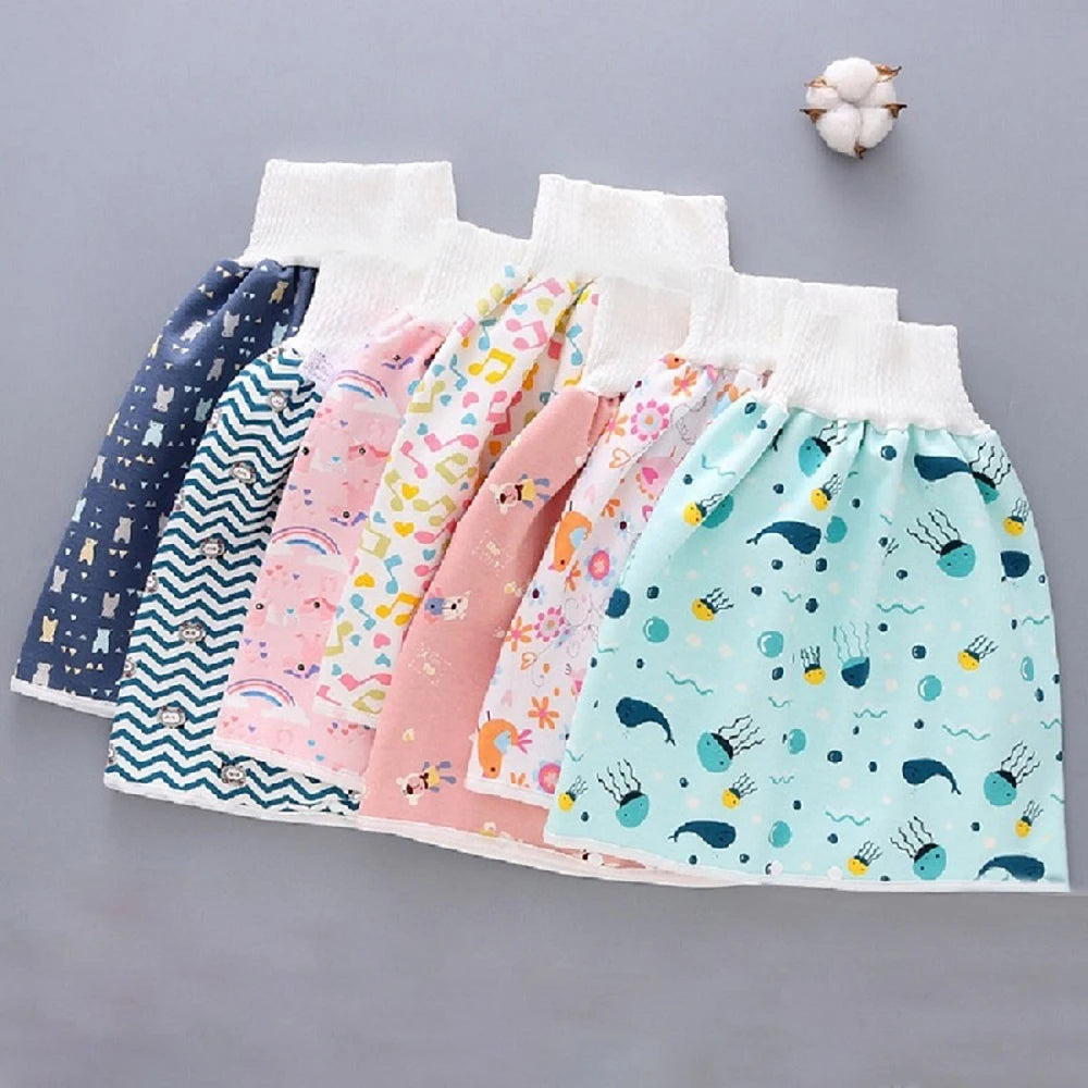 Potty Trainining Todder Cherry Wave Cotton Waterproof Bear Infant Training Pants Baby Diaper Skirt Flower Diaper Leak-proof