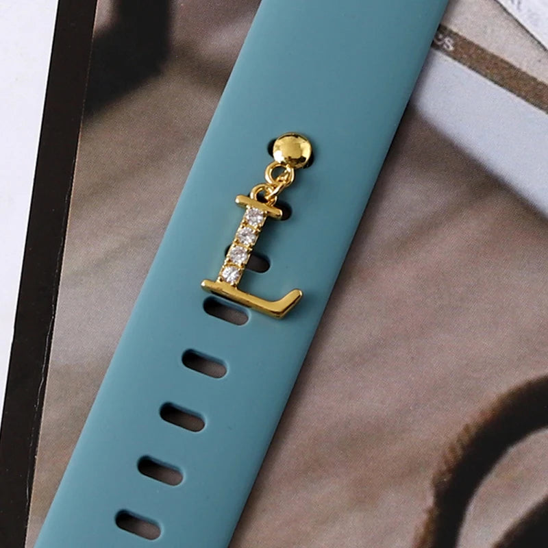 Silicone Strap Decorative Charms A to Z Letters Pendent Jewelry Accessories Charm for Apple Watch Name Initial Charms for Iwatch