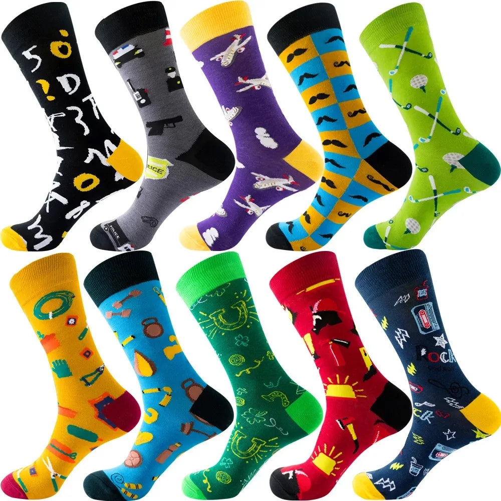 6/10 Pairs Lot Men Women Lovers Socks New Arrival Hallowmas Christmas Animal Ghost Happy Funny Astronaut Space Hip Hop Cotton