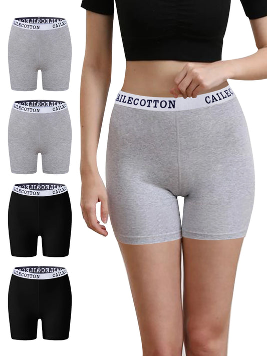 4PCS Breathable Safety Shorts Women Comfort Under Skirt Panties Skin-Friendly Casual Fitness Boyshort Yoga Women Safety Shorts