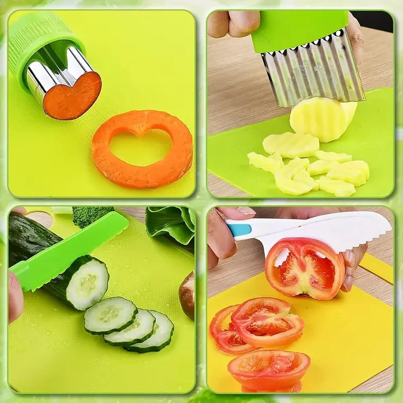 Kids Cooking Cutter Set Kids Knife Toddler Plastic Fruit Knives Children DIY Peeler Tools Kitchen Accessories